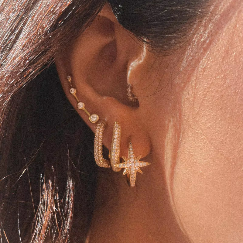 Star Hoop Earrings – 18K Gold Plated