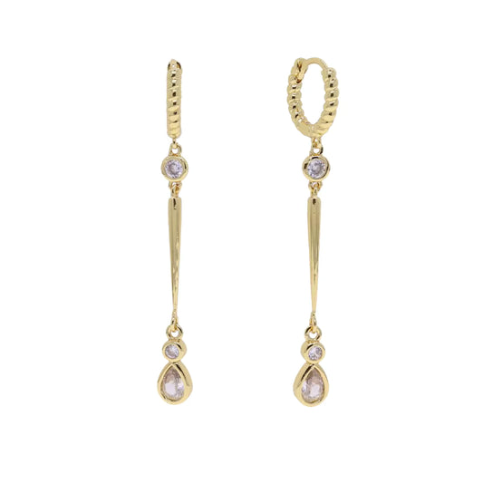 18k Drop Huggie Earrings