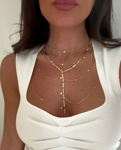 18K Y Necklace GOLD& SILVER