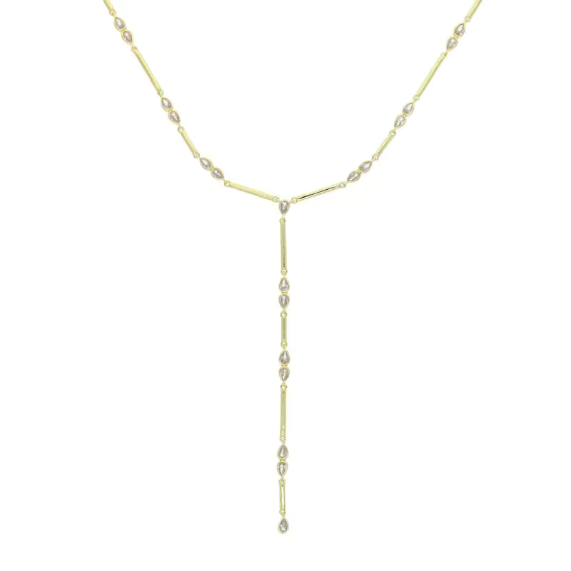 18K Y Necklace GOLD& SILVER