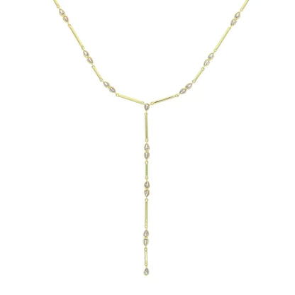 18K Y Necklace GOLD& SILVER