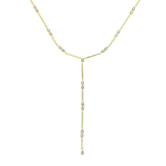 18K Y Necklace GOLD& SILVER