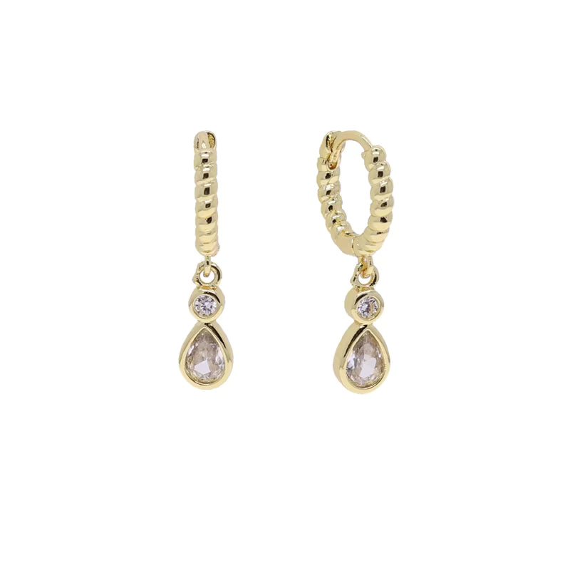18k Teardrop Huggie Earrings