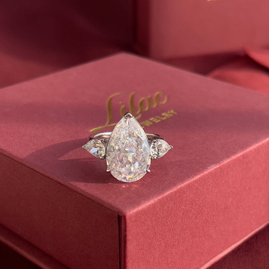 Lilac Three-Stone Pear Ring