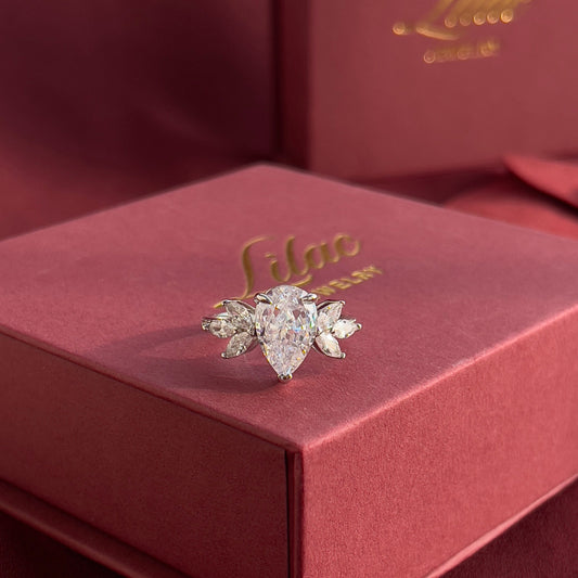 Lilac Radiance 3-Stone Pear Ring